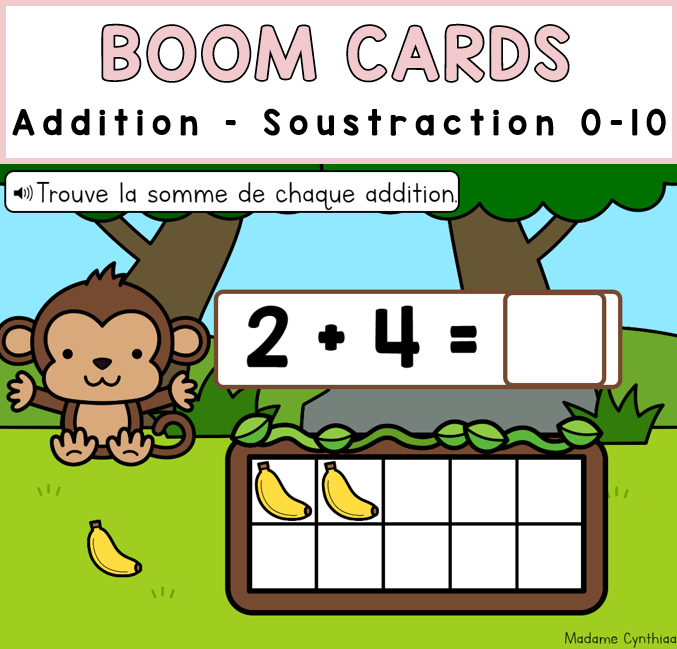 Boom Cards - Addition/Soustraction sans échange 0-10