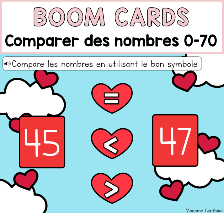 Boom Cards - Comparer 0-70