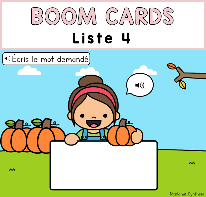 Boom Cards - Mots d'orthographe - Liste 4