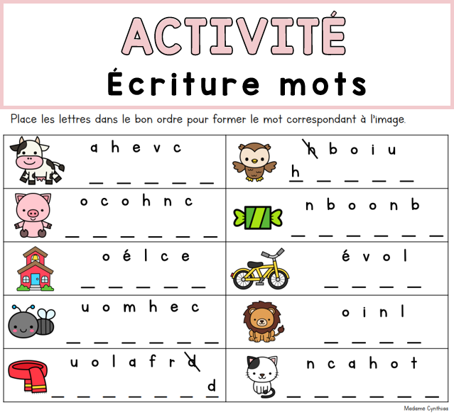 Activité - Écriture mots