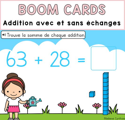 Boom Cards - Addition avec et sans échange 0-100