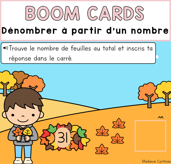 Boom Cards - Dénombrer à partir d'un nombre 0-100