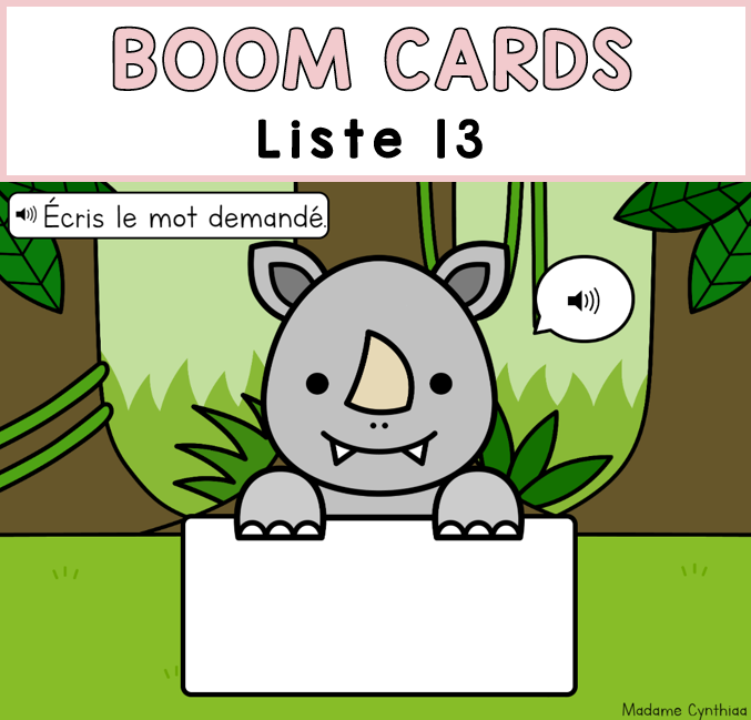 Boom Cards - Mots d'orthographe - Liste 13