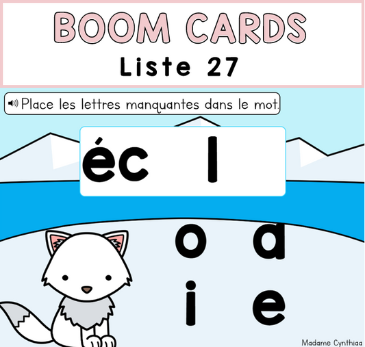 Boom Cards - Mots d'orthographe - Liste 27