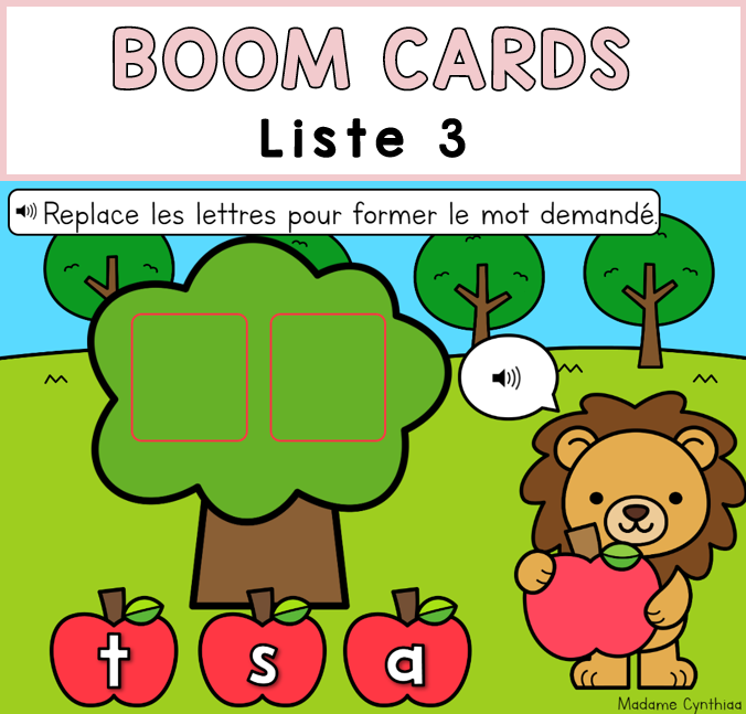 Boom Cards - Mots d'orthographe - Liste 3