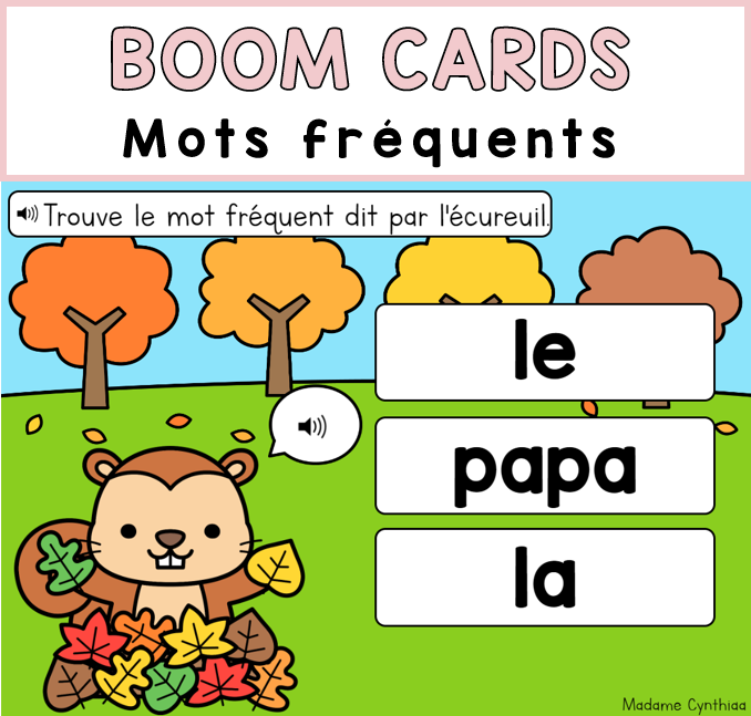 Boom Cards - Mots fréquents - Semaine 1