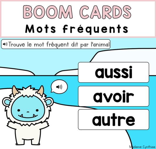 Boom Cards - Mots fréquents - Semaine 9