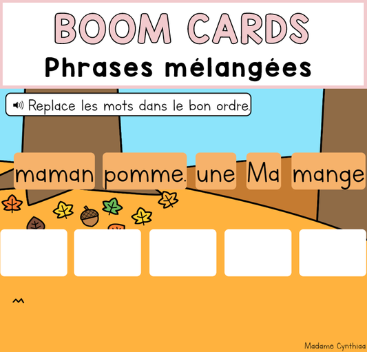 Boom Cards - Phrases mélangées - Automne