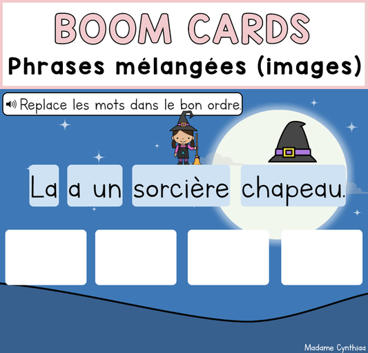 Boom Cards - Phrases mélangées avec images