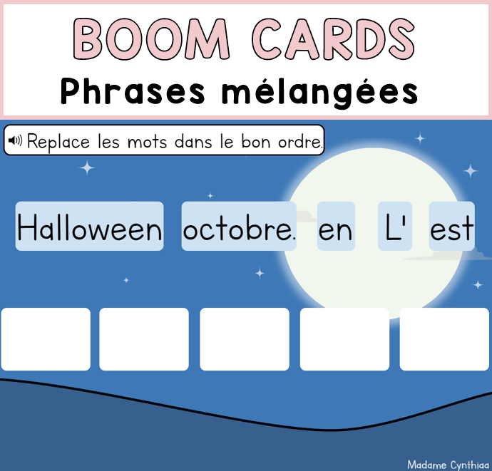 Boom Cards - Phrases mélangées - Hallloween