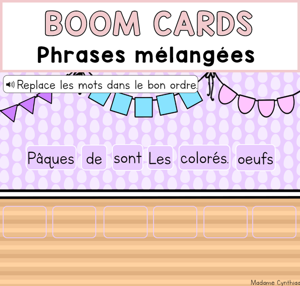 Boom Cards - Phrases mélangées - Pâques