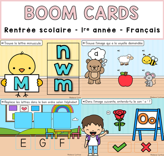 Boom Cards - Rentrée scolaire 1re année - Français