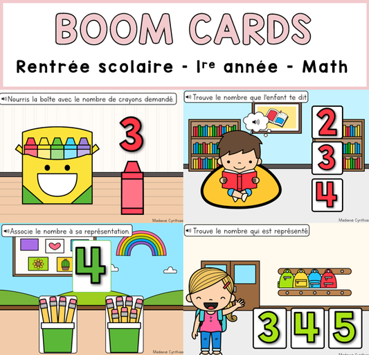 Boom Cards - Rentrée scolaire 1re année - Math