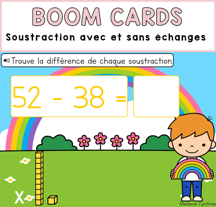 Boom Cards - Soustraction avec et sans échange 0-100