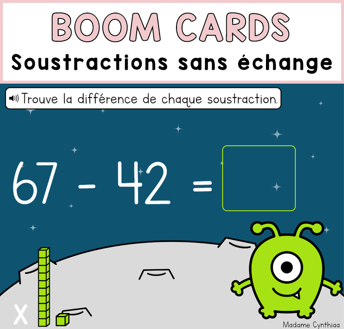 Boom Cards - Soustraction sans échange 0-100