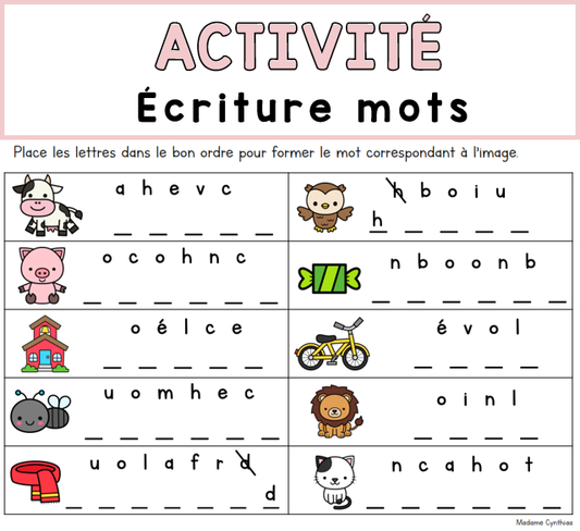 Activité - Écriture mots