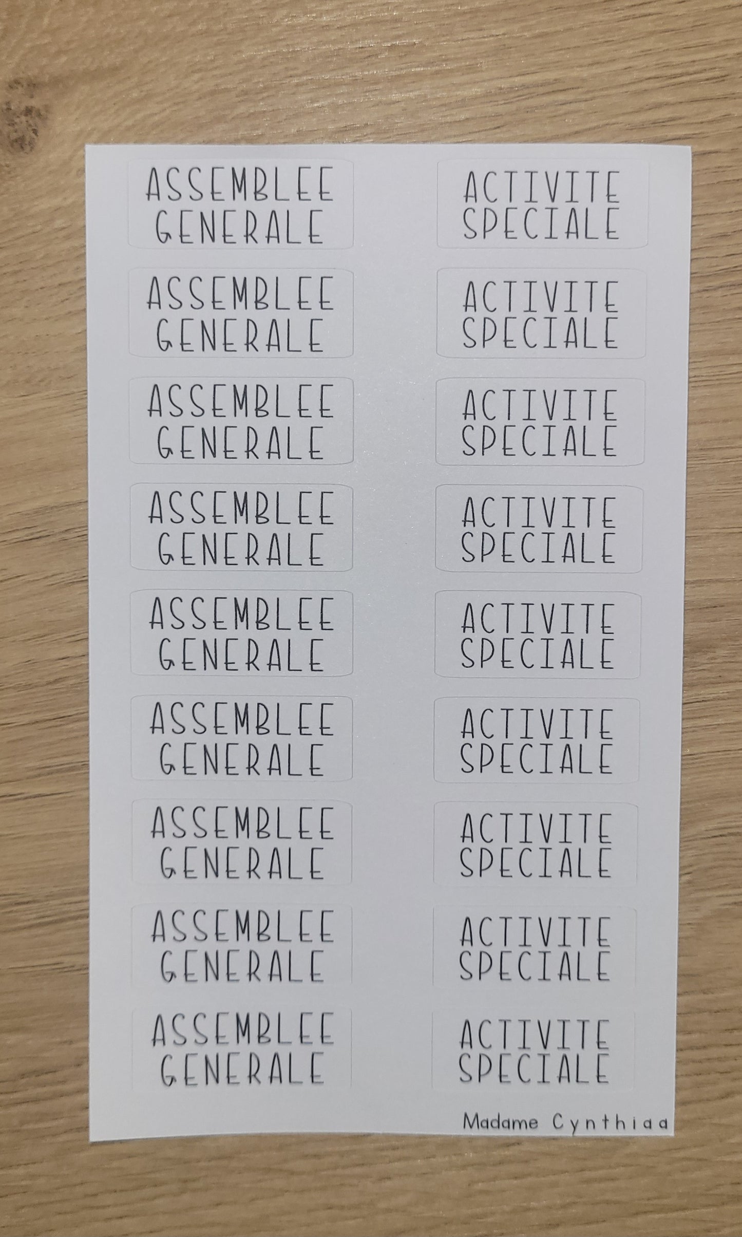 Autocollant - Assemblée générale/Activité spéciale