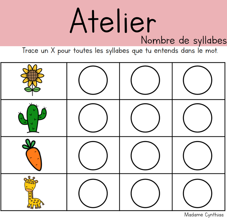 Atelier - Nombre de syllabes